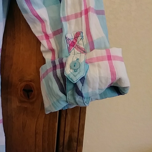 Button Down Paid Blouse - Picture 2 of 4